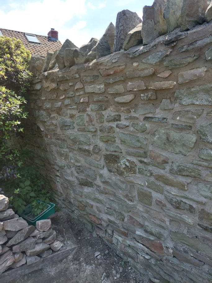 repaired stone wall